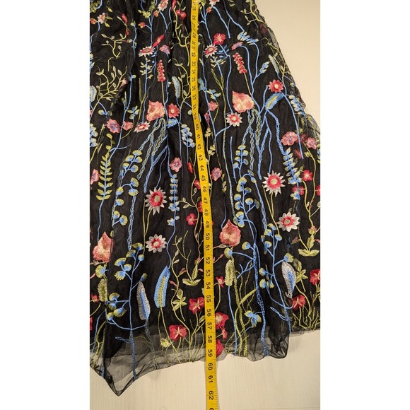 City Studio Black Floral Embroidered Floral Tulle Formal Long Evening Gown Sz 7 - Picture 8 of 16